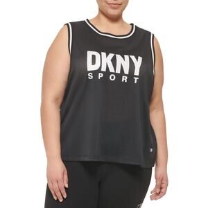 DKNY Women Basketball MESH Cropped Muscle Jersey Black Size 2X